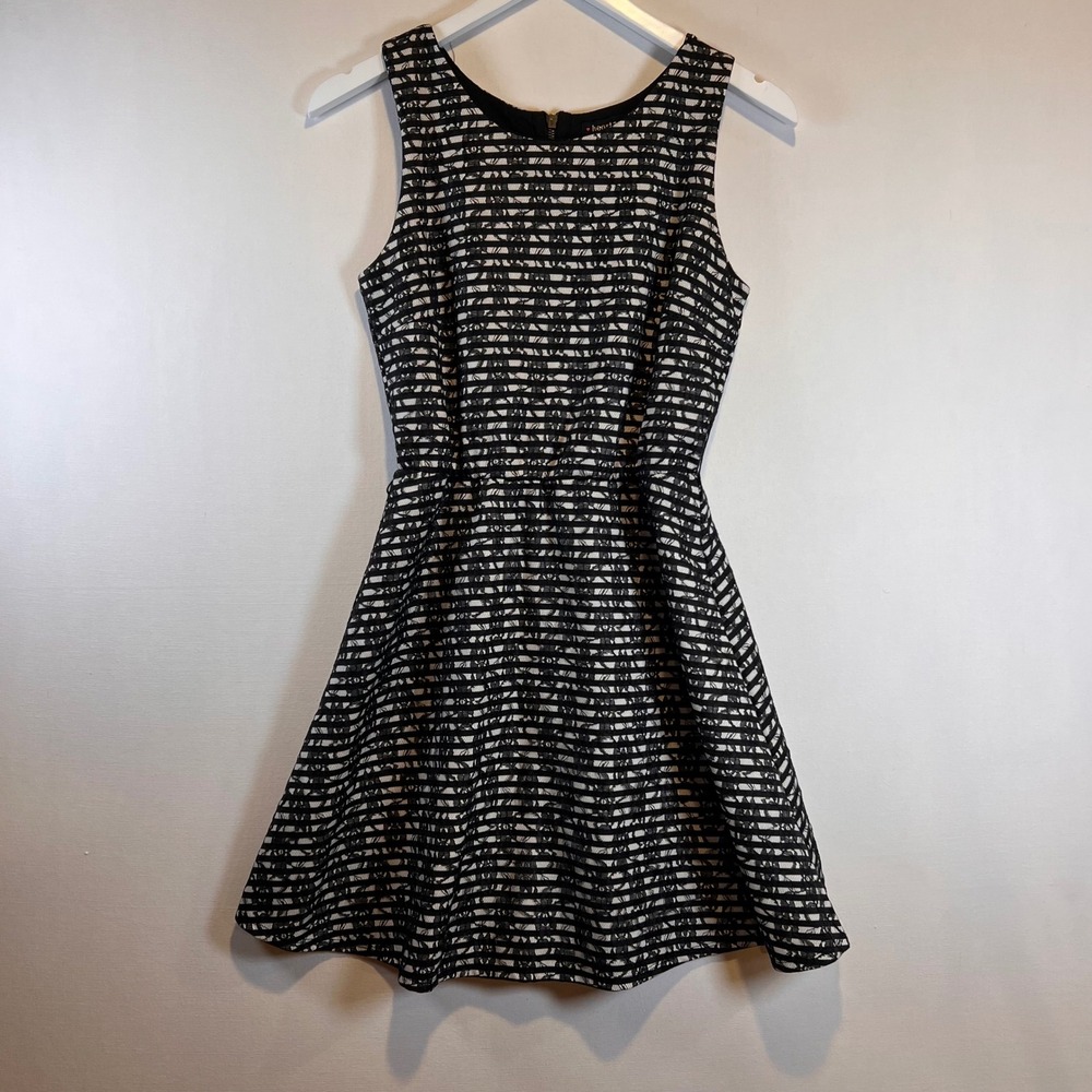 Heartsoul Black White Striped Lace Y2K Dress Sleeveless Back Zip Womens S